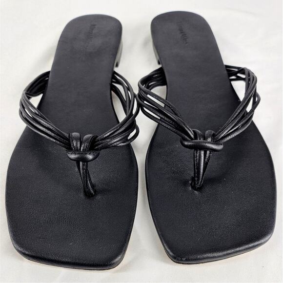 MARA & MINE LOLA WOMEN'S BLACK LEATHER THONG FLAT SANDALS - SIZE 9 - Picture 4 of 9